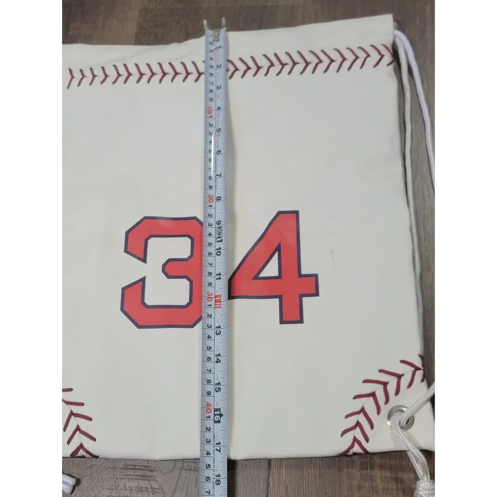 Zumer Sport Drawstring Backpack 34 Baseball‎ Stitch White Red Blue